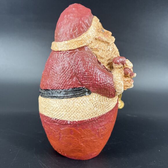 Vintage Folk Art Resin Santa Claus Old World with Trumpet Signed 1989 MF. S7619 - Picture 4 of 14